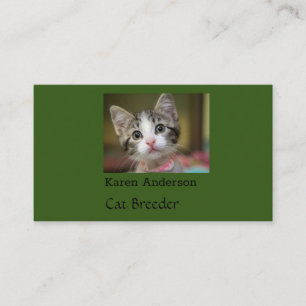 A cute kitten with green eyes business card