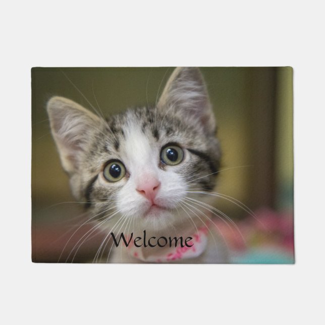 A cute kitten with green eyes doormat (Front)