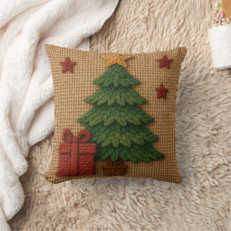 A cute knit tree gift cushion
