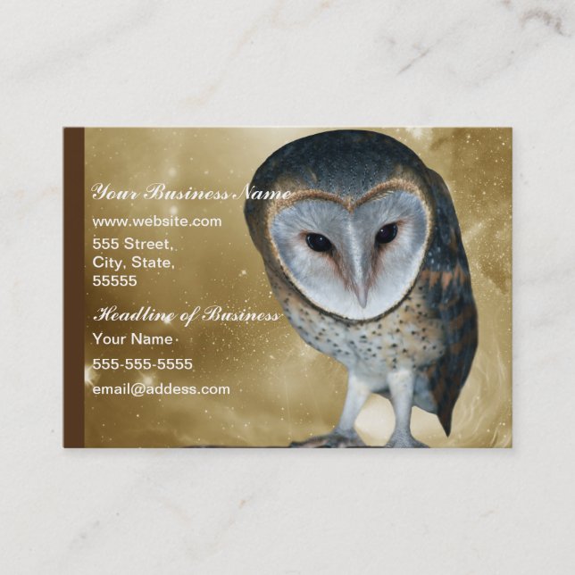 A Cute little Barn Owl fantasy Business Card (Front)