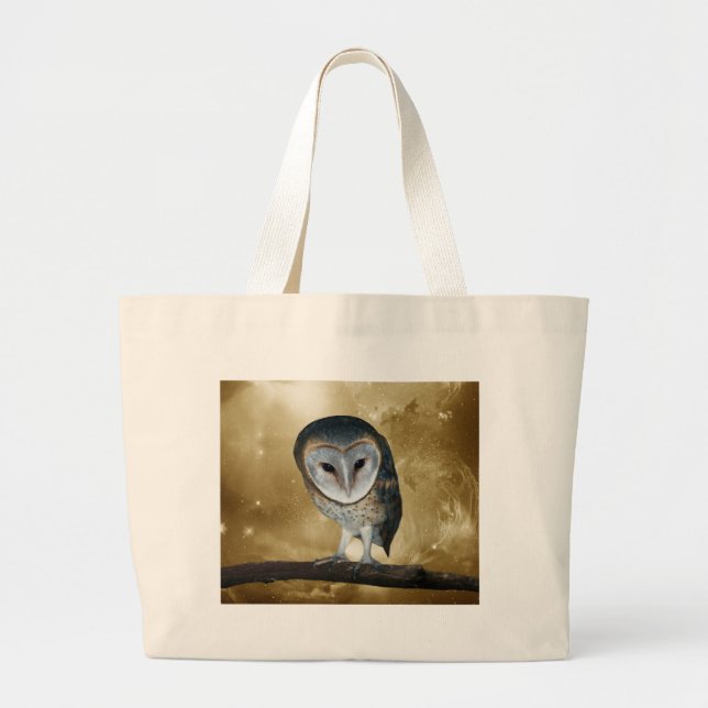 A Cute little Barn Owl Fantasy Large Tote Bag (Front)