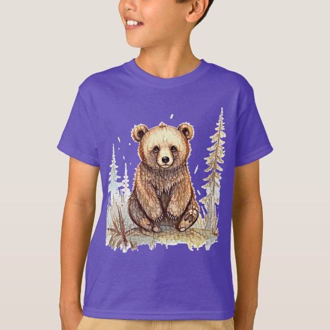 A cute little bear - Artistic illustration design T-Shirt (Front)