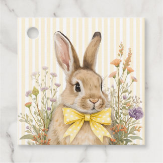 A cute little Floral Bunny Yellow Bow Baby Shower Favour Tags