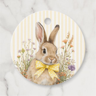 A cute little Floral Bunny Yellow Bow Baby Shower Favour Tags