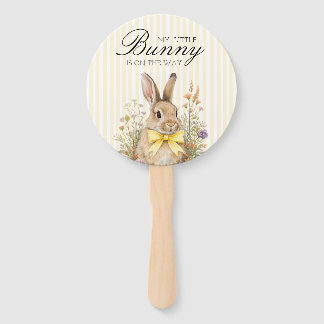 A cute little Floral Bunny Yellow Bow Baby Shower Hand Fan