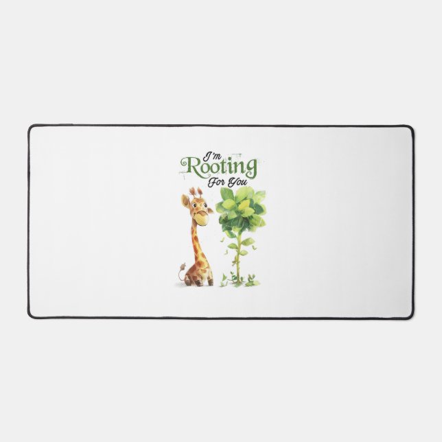 A Cute Little Giraffe With The Tree, Rooting For Y Desk Mat (Front)