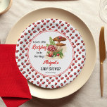 A Cute Little Ladybug Is On Her Way Baby Shower Paper Plate<br><div class="desc">Celebrate the impending arrival with our enchanting "A Cute Little Ladybug Is On Her Way Baby Shower" collection. Inspired by the whimsical charm of nature, this delightful design features playful mushrooms and adorable ladybugs nestled amidst lush forest greenery. The intricate details evoke a sense of woodland wonder, perfect for welcoming...</div>