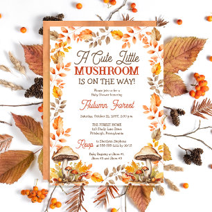 A Cute Little Mushroom Fall Baby Shower  Invitation