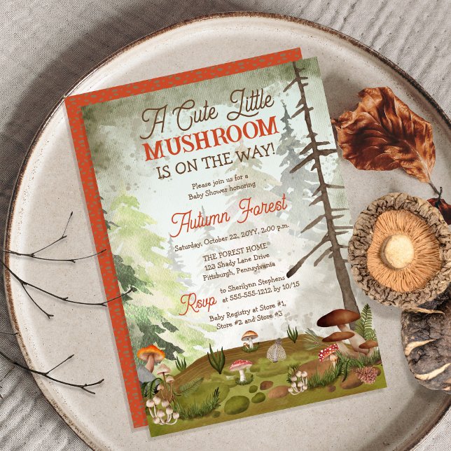 A Cute Little Mushroom Is On The Way Baby Shower Invitation ("A Cute Little Mushroom Is On The Way!" Baby Shower Invitation)