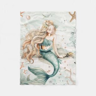 A Cute Mermaid Fleece Blanket