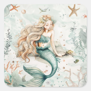A Cute Mermaid Square Sticker