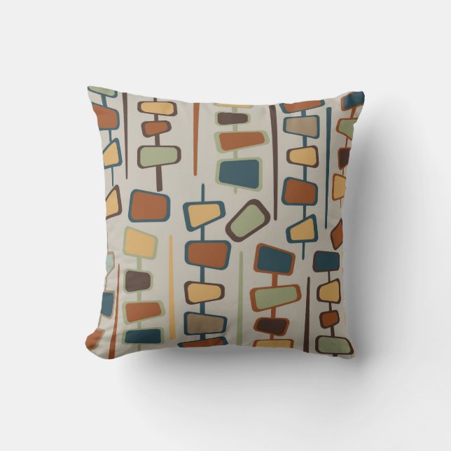 A Cute Mid Century Inspired Throw Pillow  (Front)