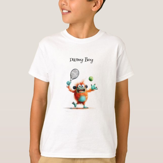 A cute monster playing tennis T-Shirt (Front)
