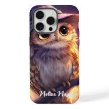A Cute Owl Wearing a Witch Hat 