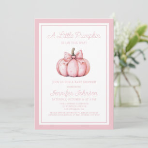 A Cute Pink Pumpkin Baby Shower Invitation