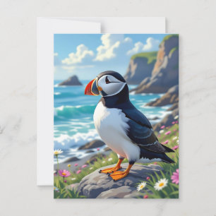 A Cute Puffin on the Sea Shore Postcard