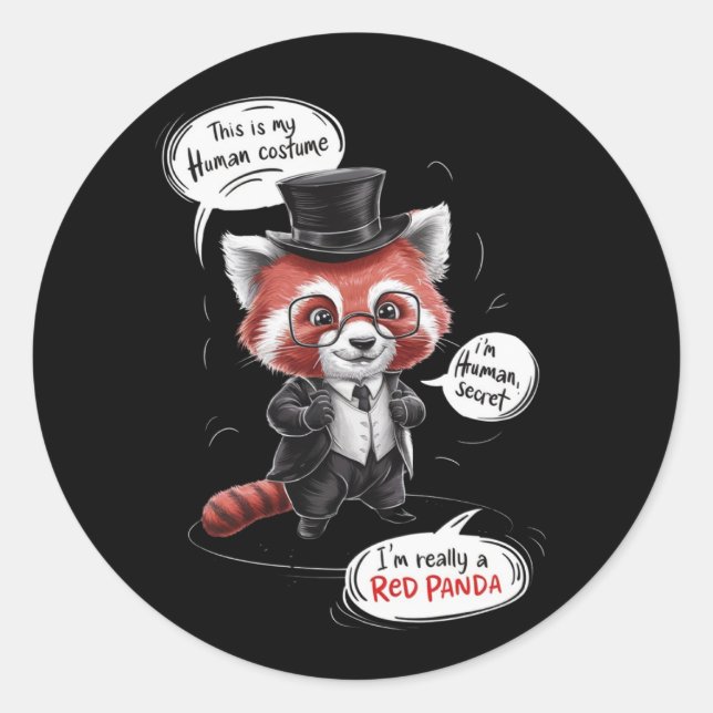 A cute red panda classic round sticker (Front)