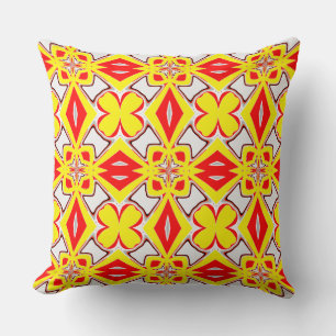 A cute red yellow white classic pattern cushion