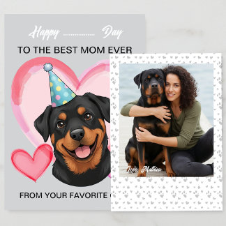 A cute Rottweiler on a special occasion for Mom Holiday Card
