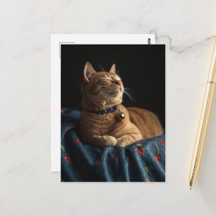 A Cute Sleepy Ginger Kitty Postcard