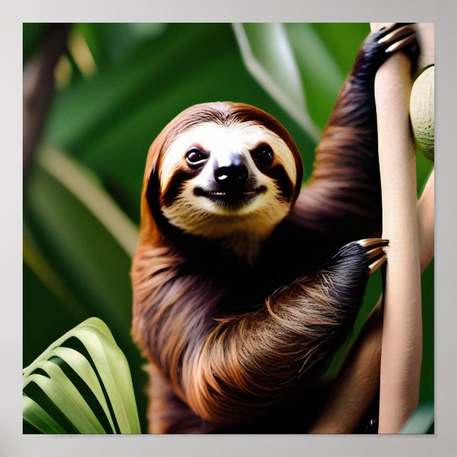 A Cute Smiling Sloth Poster (Front)