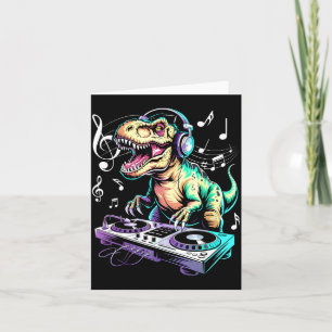 A Cute T-rex Playing Electronic Music Funny Dj Din Card