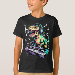 A Cute T-rex Playing Electronic Music Funny Dj Din T-Shirt