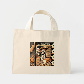 A cute Tote Bag where a witch is baking
