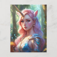 A cute unicorn in the dreamy fores