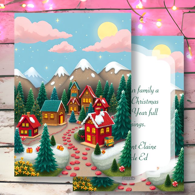 A Cute Whimsical Christmas Village Town Holiday Card (Creator Uploaded)