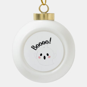 A Cute White Boo Creative Casual Ceramic Ball Christmas Ornament