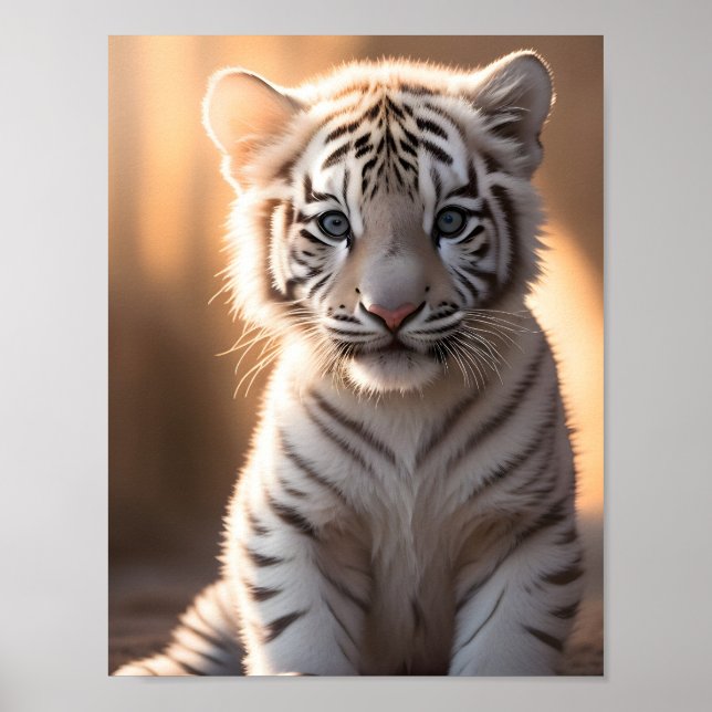 A Cute White Tiger Cub Poster (Front)