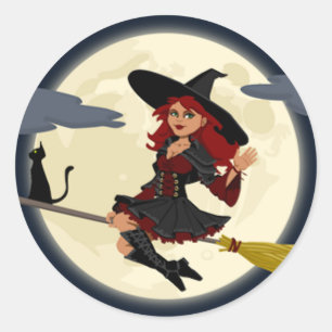 A Cute Witch Classic Round Sticker