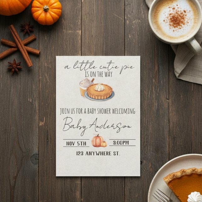 A cutie pie is on the way. Baby shower invitation (Creator Uploaded)