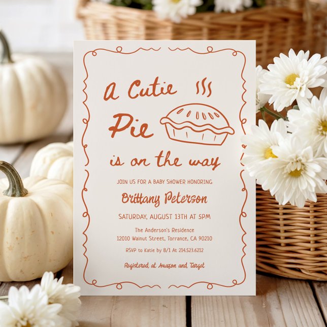 A Cutie Pie Is On The Way Pie Baby Shower Invitation (Creator Uploaded)