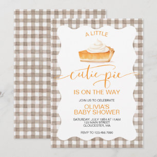 A Cutie Pie plaid pumpkin pie baby shower Invitation