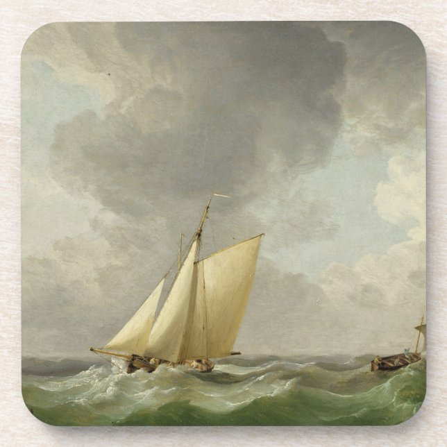 A Cutter in a Strong Breeze (oil on copper) Coaster (Front)