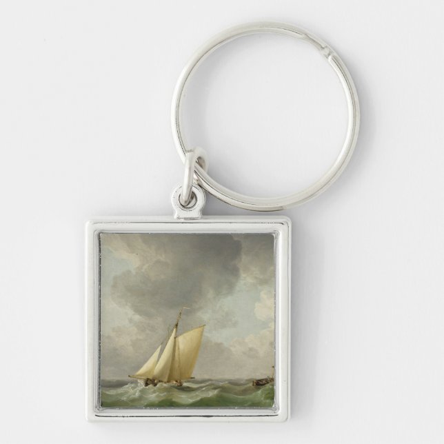 A Cutter in a Strong Breeze (oil on copper) Key Ring (Front)