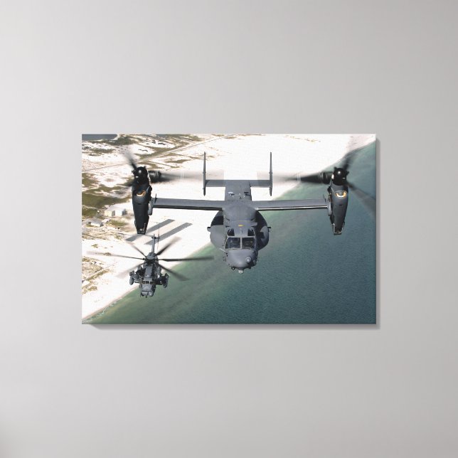 A CV-22 Osprey and an MH-53 Pave Low Canvas Print (Front)