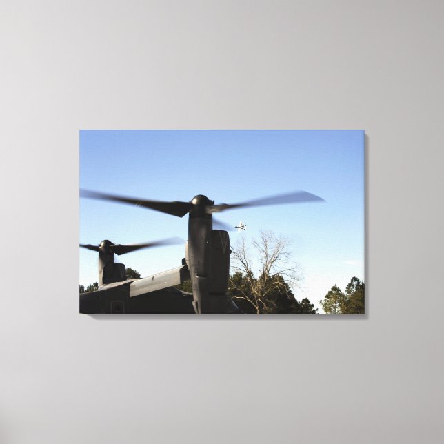 A CV-22 Osprey prepares to take off Canvas Print (Front)