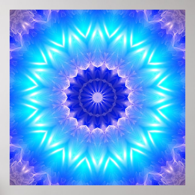 a cyan mandala for throat chakra (communication) poster (Front)