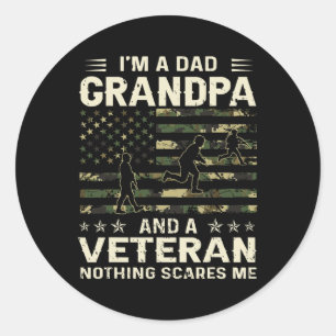 A Dad Grandpa And Veteran Fathers Day American Fla Classic Round Sticker