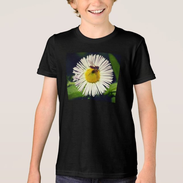  A daisy fleabane flower and a bee Tri-Blend Shirt (Front)
