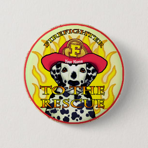 A Dalmatian Firefighter 6 Cm Round Badge