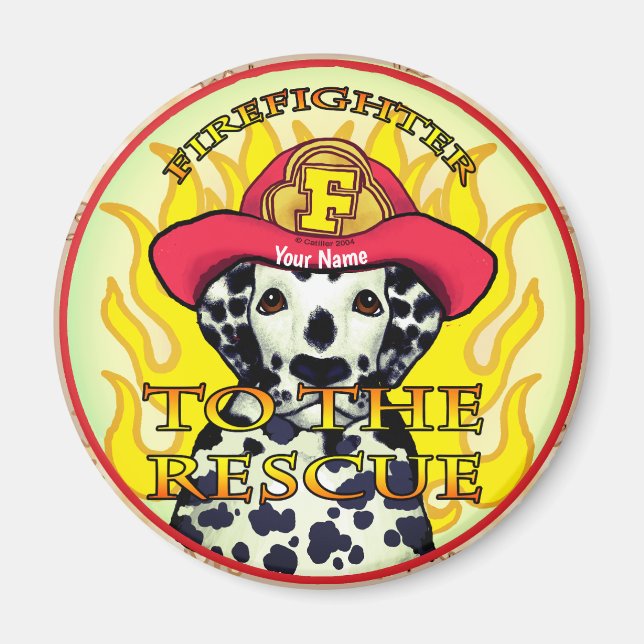 A Dalmatian Firefighter Magnet (Front)