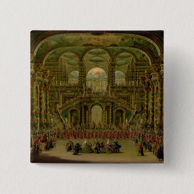 A Dance in a Baroque Rococo Palace 15 Cm Square Badge (Front)