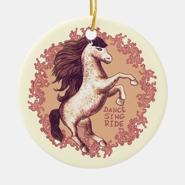 A Dancing Horse Ceramic Tree Decoration (Front)