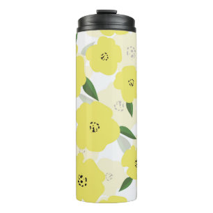 A dark black decorative leather background, with f thermal tumbler