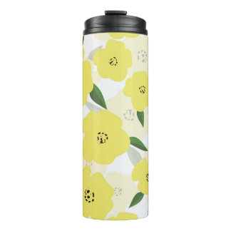 A dark black decorative leather background, with f thermal tumbler