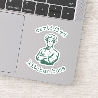 A dashing forest green colour comic style of chef